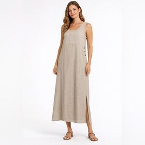Elegant Beige Sleeveless Maxi Dress